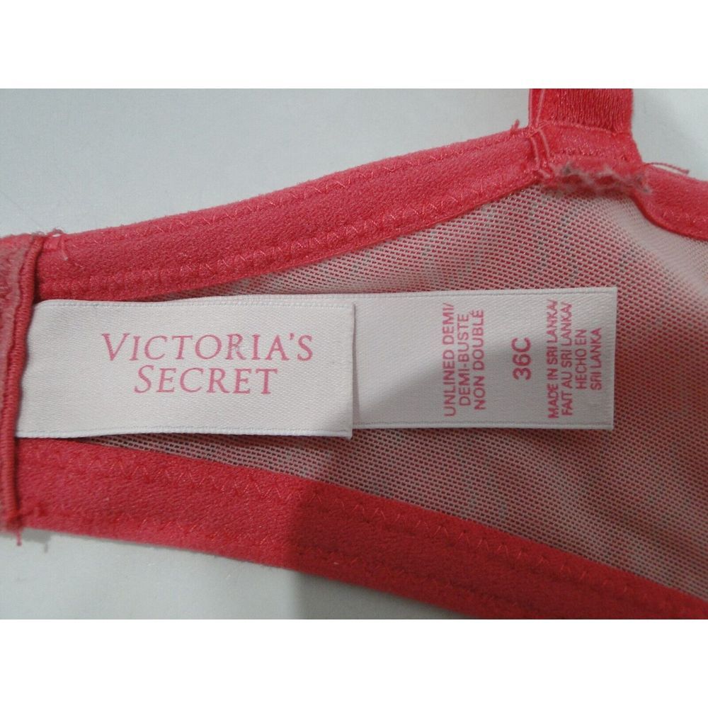 Victorias Secret Unlined Demi Sheer lace Bra size 36C Pink - Picture 4 of 6